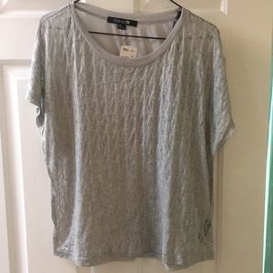 Forever 21 gray sheer tshirt w/ feather detail NWT